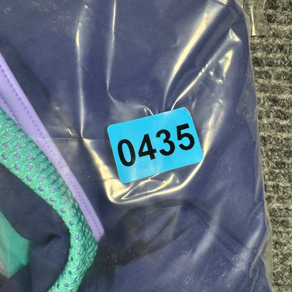 Speedo Girls Mesh Thick Strap One Piece Swimsuit Navy Purple Aqua Size 10 NWT